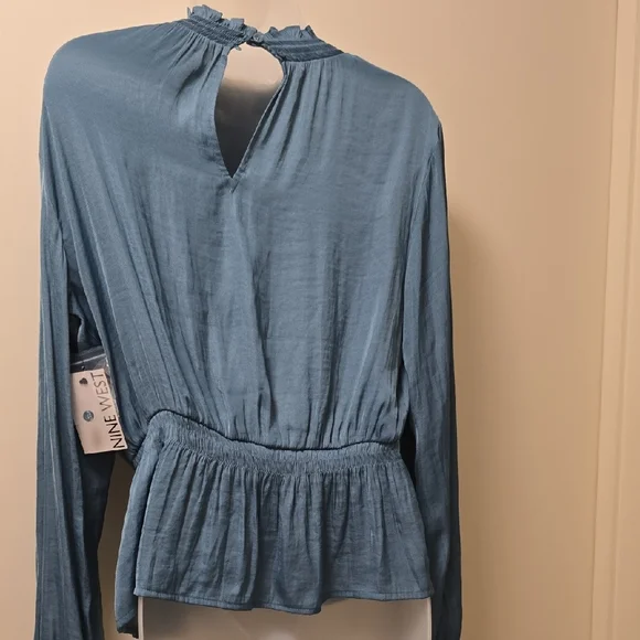 Nine West Teal Long Sleeve Blouse - Picture 4 of 7